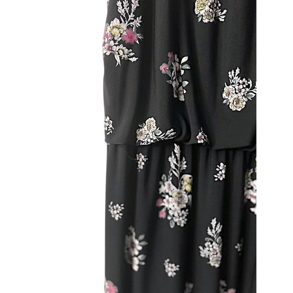 Maurices Black Floral Halter Maxi‎ Dress S Wedding Cruise Vacation Cottagecore - Picture 11 of 16